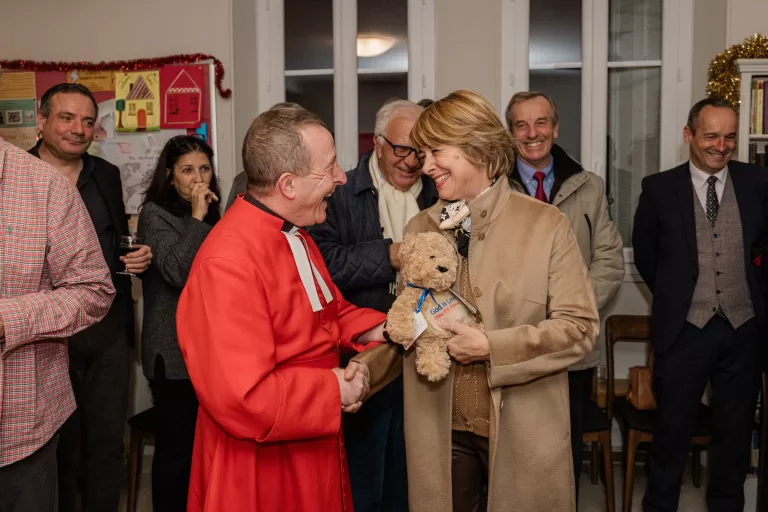 Presentation to the Monaco Foreign Affairs Minister Isabelle BERRO- Amadei after 9 Lessons and Carols.